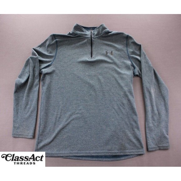 Under Armour Jacket 1/4 Zip HeatGear Teal Blue Golf Athletic Mens Threadborne M - Picture 1 of 12